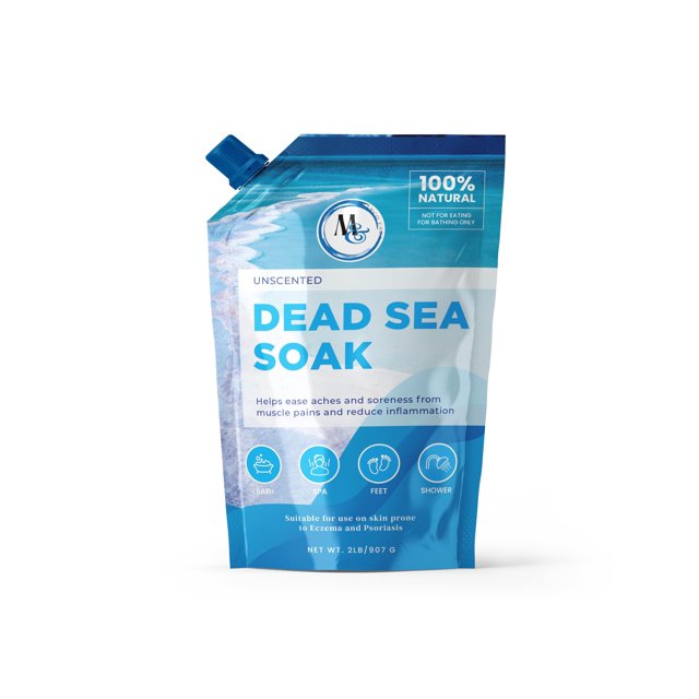 Sales del Mar Muerto para remojar sal mineral para baño, spa, ducha, más minerales que la sal de Epsom, sal de baño pura y natural para remojar los pies, sal fina extraída del Mar Muerto, 2 libras