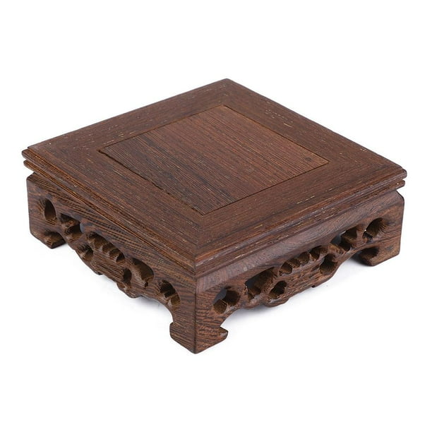 LYUMO Delicate Small Square Teapot Base Vase Decoration Solid Wood Bonsai Pedestal Wooden Base
