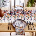 thumbnail image 3 of Table Runner Purple Orange Flowers Table Decoration for Kitchen Dinning Green Leaf Table Decoration for Indoor Outdoor Party Wedding Decor 13x90inch, 3 of 7