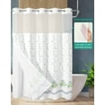 thumbnail image 2 of No Hook Shower Curtain with Snap in Liner, Linen White Plant Vine Flower Pattern Hotel Shower Curtains for Bathroom, Washable Shower Curtain Liner Set with Mesh Top Window, 72"x72", 2 of 6