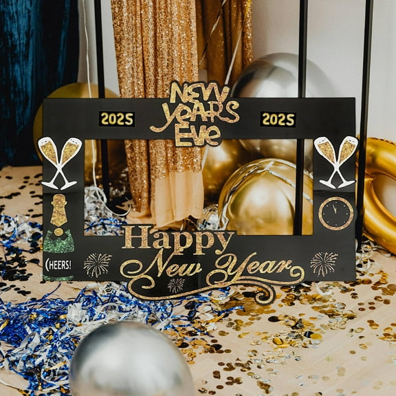AURARMLET Multi Color New Year Photo Booth Frame 2025 Party Supply with Fun and Sturdy Photo Props