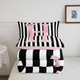 thumbnail image 5 of Manfei Minimalist Geometric Lines Full Size Comforter Sets,Initial Alphabet Bedding Comforter Set,Pink Reversible,3 Pieces,1 Comforter and 2 Pillowcases, 5 of 7
