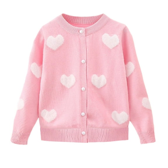 URMAGIC Toddler Little Kid Girl Jacquard Long Sleeve Cardigan Knit Sweater Coat