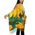 thumbnail image 4 of Zufioo Vibrant Sunflower Painting Print Long Plush Tassel Scarf, Winter Shawl Accessories for Women, 4 of 8