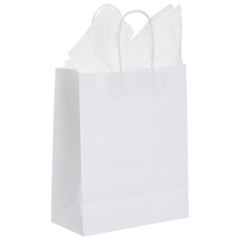 20 Pcs Small Paper Bags with Handle & Tissue Paper for Gift Rose Gold  8x5.5x2.5”