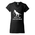 thumbnail image 2 of Wild Bobby, Unstoppable T Rex Funny, Pop Culture, Women Standard V-Neck Tee, Black, Small, 2 of 4