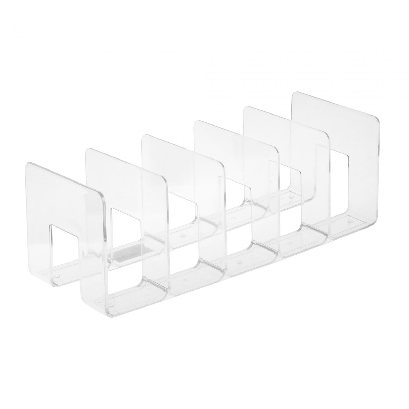 perfeclan Acrylic File Organizer 5 Compartment Book Stand s Display 5 Upright Section File Holder for Desk Home Bookcase Recipe