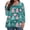 Cyan, variant on Women's Fashionable Casual Long Sleeved Plus Size Print Top Plus Size Floral Print Top with Christmas Plant Print, Festive Design Loose Fit Tops,Cyan,L