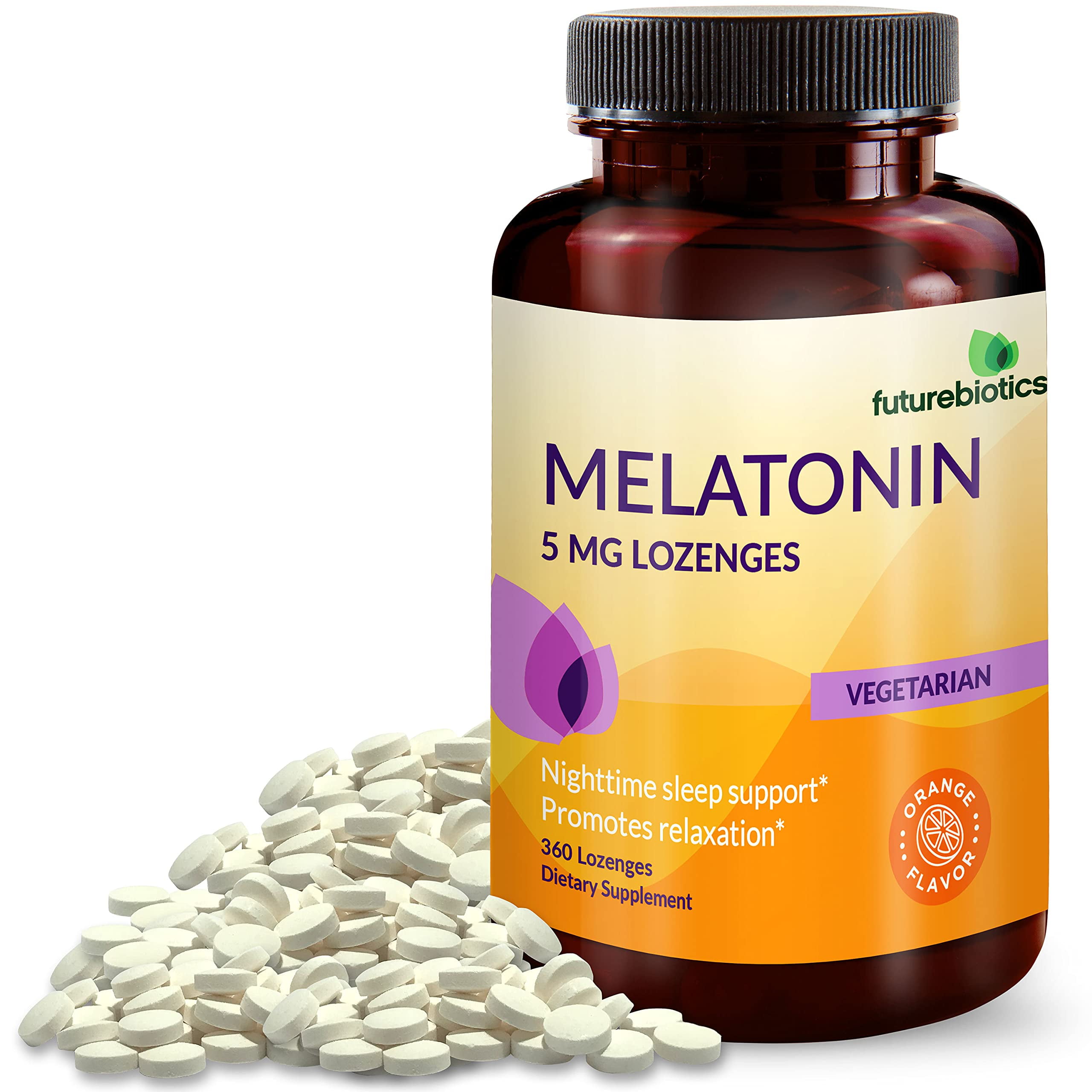 Futurebiotics Melatonin 5mg Lozenges Supports Sleep & Promotes Relaxation, 360 Vegetarian Orange Lozenges