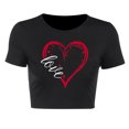 thumbnail image 4 of Fiudx Ofertas Flash Del Día Moda Mujer Pantalón Corto Casual Manga Impresa Cuello Redondo Blusa Delgada Camiseta Señoras Tops Cortos, 4 of 4