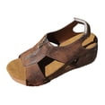 thumbnail image 2 of IUJSOY Platform Cork Sandals for Women Front Zipper Open Toe Wedges Hook and Loop Slingback Sandals, 2 of 9