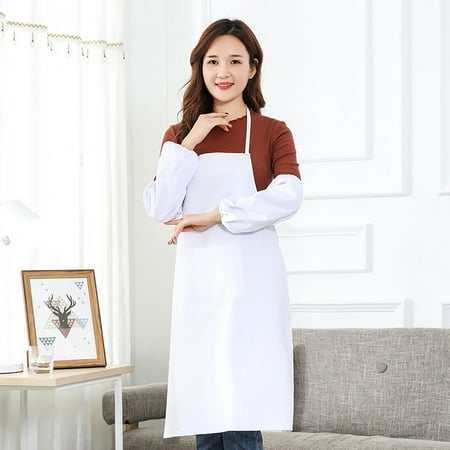 

SUZY Pure White Unisex Short Half Oversleeves Bib Aprons Kitchen Cooking Supplies