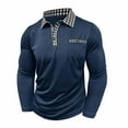 thumbnail image 5 of Zylanna Men's Long Sleeve Polo Shirts with Chest Pocket, Turndown Collar Slim Fit Solid Spring Fall Casual Pullover Tops for Man Dark Blue, 5 of 8