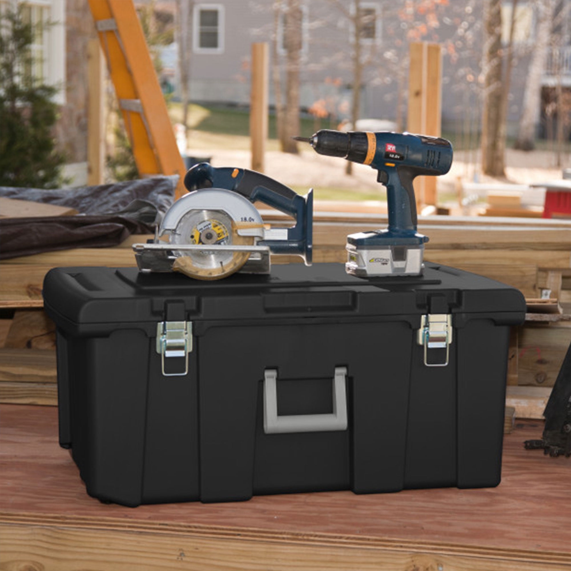 Sterilite Wheeled Footlocker Utility Storage Container, Black, 2 Pack