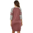 thumbnail image 4 of Women's Nightgowns 3/4 Sleeve Sleep Shirts Soft Two Striped Nightshirts Contrast Color Nightdress S-3XL, 4 of 7
