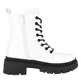 thumbnail image 3 of Top Moda Women Combat Army Style Boots Lace Up Side Zipper Lug Sole Platform Booties White Patent 8.5, 3 of 4