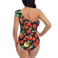 thumbnail image 6 of Yiaed Tomatoes Print Women One Piece Swimsuits Tummy Control One Shoulder Bathing Suits Pattern Ruffle Swimwear-Small, 6 of 8