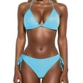 thumbnail image 2 of Womens Swim Suits Plus Size Solid Bikini 2 Piece Swimsuit Sets Beachwear Womens Bathing Suits Blue XL, 2 of 6