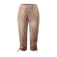 thumbnail image 4 of Womens Relaxed Fit Pants by Generic Summer Casual Drawstring Solid Cropped Cargo Pants, Black, Size XL, 4 of 5