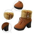 thumbnail image 5 of Fall Boots Casual Ankle Boots Heel Platform Winter Warm Lined Mid Calf Booties Comfortable Footwear, 5 of 5
