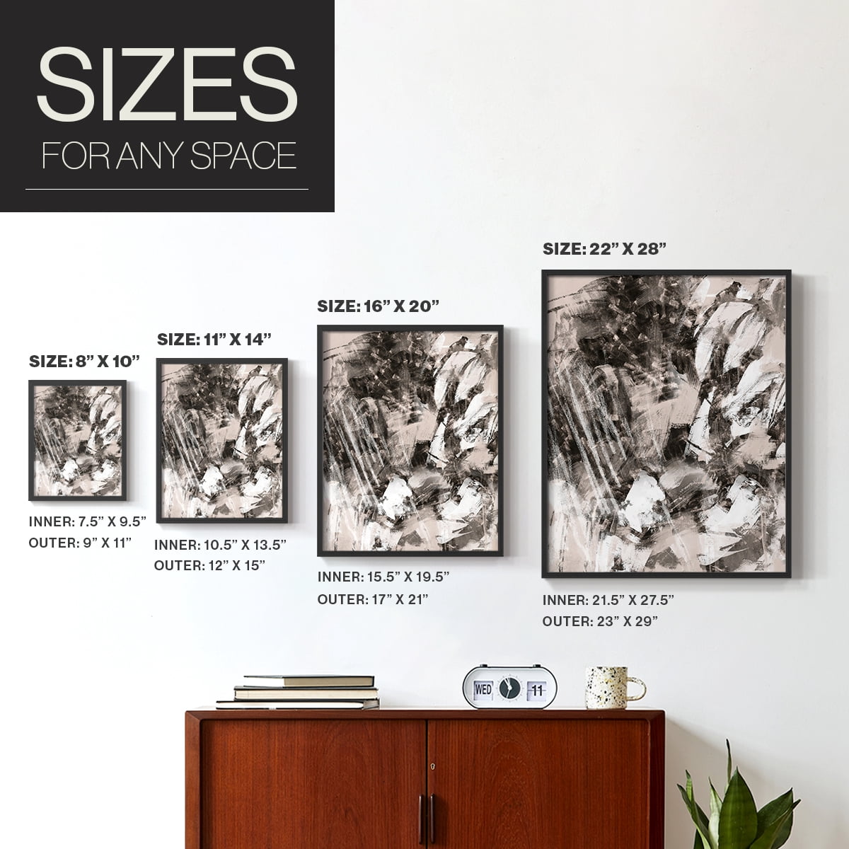 Blush Blackboard I Framed Print in Black Solid Wood Framed Print No Nail Hanging