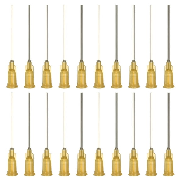 17Ga Dispensing Needles, 52PCS 1.5 Inch Industrial Blunt Tip Dispensing Needle Syringes with Luer Lock Needle for Refilling Liquid Inks Adhesive Glue Oil,Brown