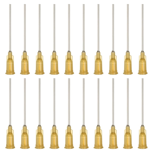 17Ga Dispensing Needles, 52PCS 1.5 Inch Industrial Blunt Tip Dispensing Needle Syringes with Luer Lock Needle for Refilling Liquid Inks Adhesive Glue Oil,Brown
