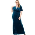 thumbnail image 4 of Stretch Velvet Bow Front Deep V-neck Dress, 4 of 9