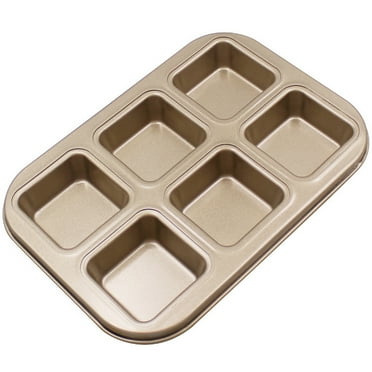TureClos Muffin Cake Pan 6-Cavity Square Non-Stick Cupcake Tray Carbon Steel Bakeware for Oven Baking