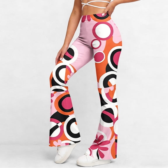 Abomasnow Women's High Waist Flare Pants Tummy Control Floral Print Bell Bottom High Stretch Yoga Pants for Workout Athletic Gym