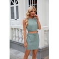 thumbnail image 4 of EASYBRAUS Women Summer Two Piece Outfit Solid Camisole Top Drawstring Skirt Set Casual Vacation Wear, 4 of 8