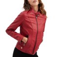 thumbnail image 1 of Chaqueta recortada para mujer, abrigo informal de piel sintética, ropa de calle Vintage Kuymtek Rojo T L para Mujer, 1 of 9