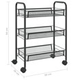 thumbnail image 5 of vidaXL 3-Tier Kitchen Trolley Black 46x26x64 cm Iron, 5 of 5