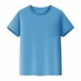 thumbnail image 2 of Boy's Tops Kids Mesh T Shirts Short Sleeve Plain Top Tees Boy & Girl Baby Unisex Toddler Children Crew Neck T Shirt with Pocket Comfort Colors Tshirt(Color:Blue,Size:13-14 Years), 2 of 3