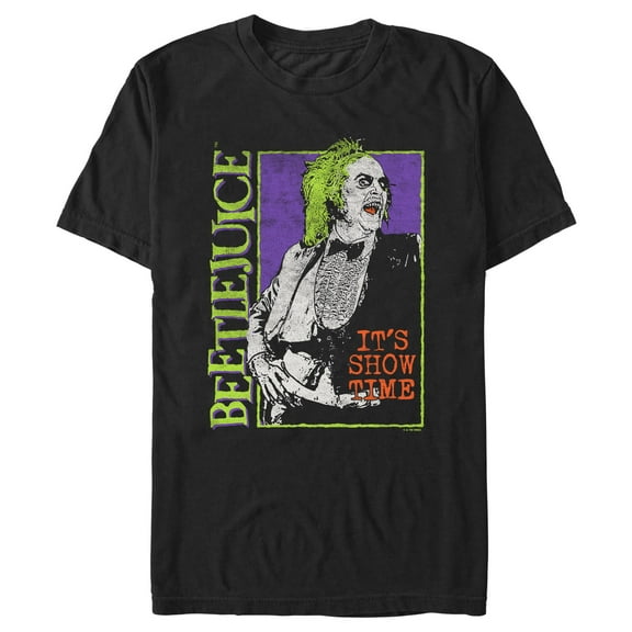 Men's Beetlejuice Distressed It's Show Time Portrait  Graphic T-Shirt