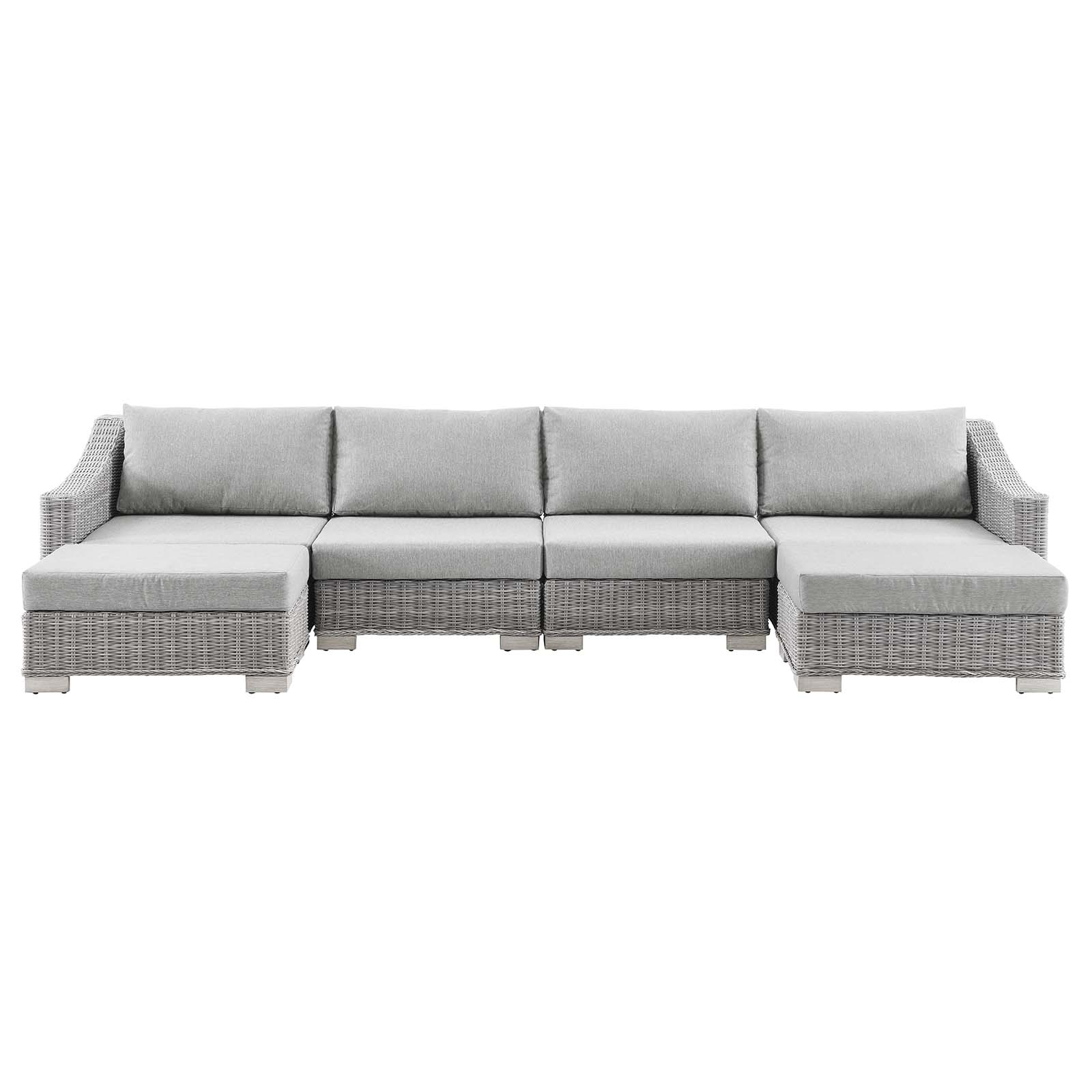 Lounge Sectional Sofa Chair Set, Rattan, Wicker, Grey Gray, Modern Contemporary Urban Design, Outdoor Patio Balcony Cafe Bistro Garden Furniture Hotel Hospitality - image 1 of 10