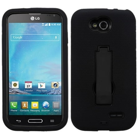 Insten Black/Black Hybrid Stand Heavy Duty Hard Protective Case Cover For LG Optimus L90 D415