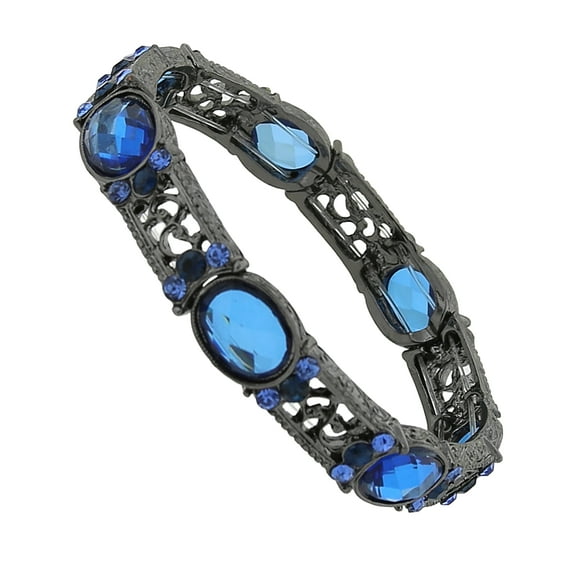 1928 Jewelry Blue And Light Sapphire Color Crystal Stretch Bracelet