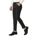 thumbnail image 4 of Unique Bargains Men's Slim Fit Plaid Business Pants Trousers with Pockets 30 Black and White, 4 of 7