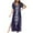 Navy, variant on Women's Summer Casual V-Neck Split Short Sleeve Printing Dresses