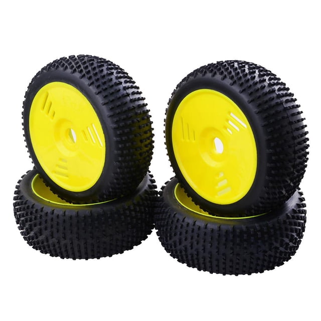 4x Pneus et Roues en Caoutchouc pour 1:8 RC, Jaune