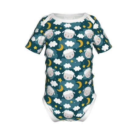 

Yiaed Sweet Dream Lamb Print Infant Climbing Short Sleeve Onesie One-Piece Baby Bodysuit Clothes 0-12 Months -