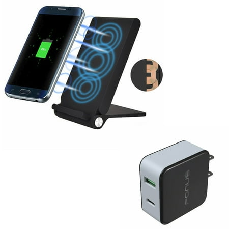 10W Fast Charging Folding Wireless Charger Pad w 36W 2-Port [Fast Type-C Port] USB Home Wall Quick Charger Z2Z for Samsung Galaxy S6 Edge+ S7 Edge S8 active S10e S10+ S10 5G Note9 Note8