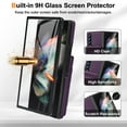 thumbnail image 2 of Dteck Wallet for Samsung Galaxy Z Fold 3 Case with Built-in Glass Screen Protector, Soft PU Leather Card Holder Flip Kickstand Protective Case for Z Fold 3 5G,Deep Purple, 2 of 7