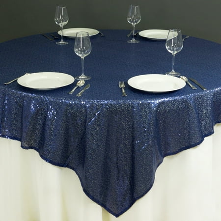 

BalsaCircle 72 x 72 Navy Blue Square Sequined Table Overlays Wedding Catering Linens Tablecloth