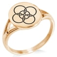thumbnail image 1 of Stainless Steel Celtic Five Fold Fifth Elements Minimalist Oval Top Polished Statement Signet Ring, 1 of 1