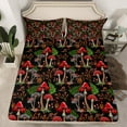 thumbnail image 2 of Feelyou Red Jungle Mushroom Kids Bed Sheets, Plant Botanical King Sheets, Rustic Farmhouse Sheet Set, Breathable Home Decor, 4pcs, 2 of 7