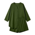 thumbnail image 4 of Gamivast Two Piece Outfits Womens Linen Long Sleeve Button Down Tunic Linen Tops and Elastic Waist Casual Linen Shorts Lightweight Breathable Skin Friendly Summer Beach Tropical Holiday Lounge Outfit, 4 of 8