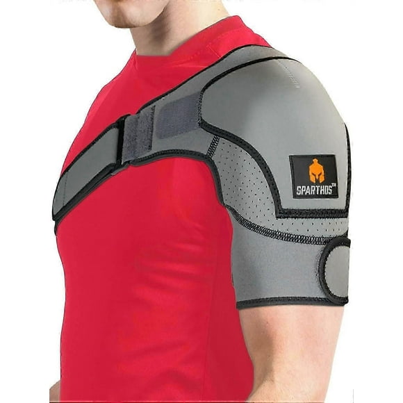 Shoulder Brace - Support and Compression Sleeve for Torn Rotator Cuff, AC Joint Pain Relief - Arm Immobilizer Wrap, Ice Pack Pocket, Stability Strap,