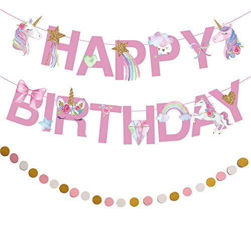 Unicorn Happy Birthday Banner Unicorn Party Decorations Supplies ...